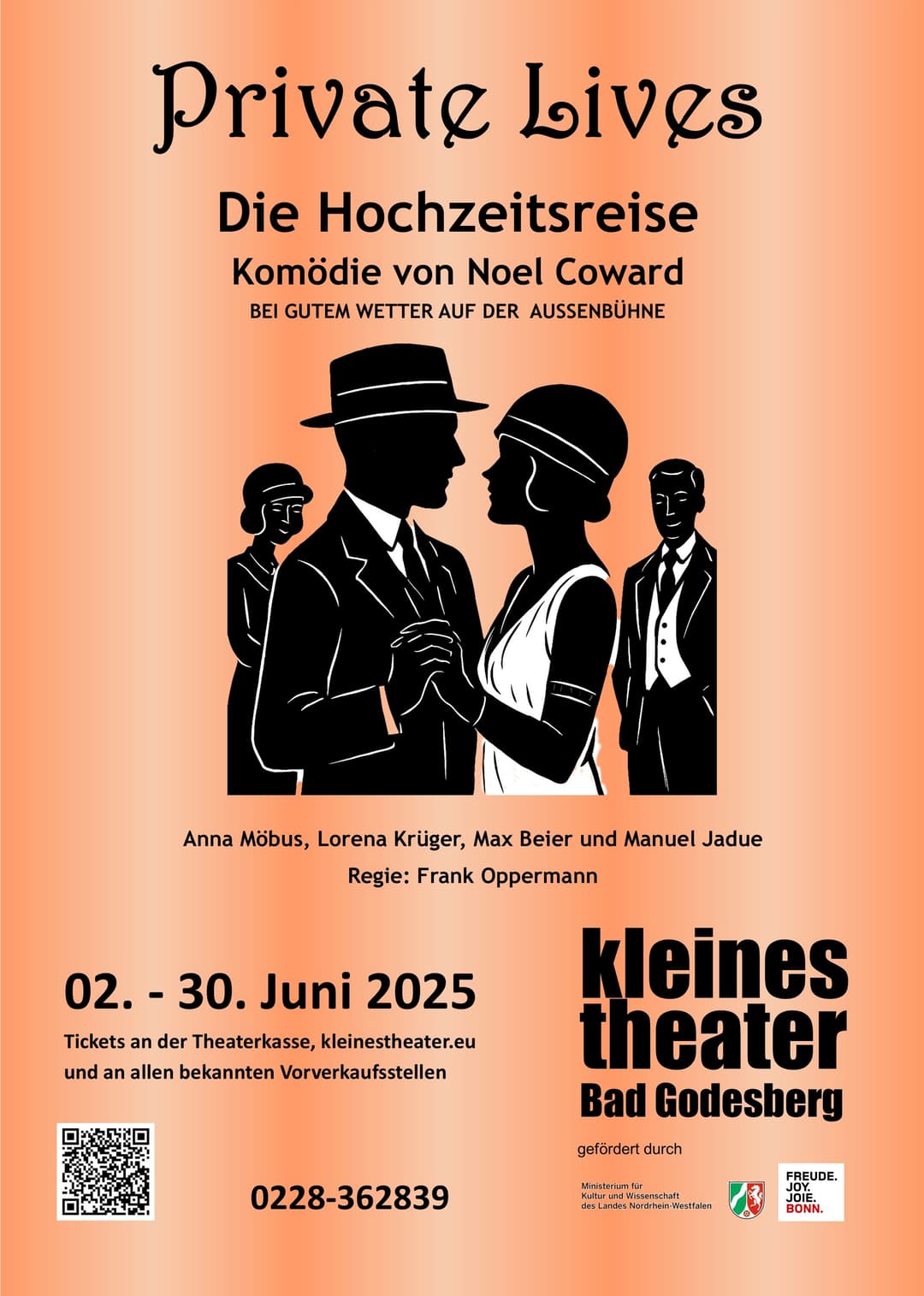 PRIVATE LIVES – Die Hochzeitsreise – Noel Cowards meistgespielte 20er Jahre Komödie – bei gutem Wetter: open air