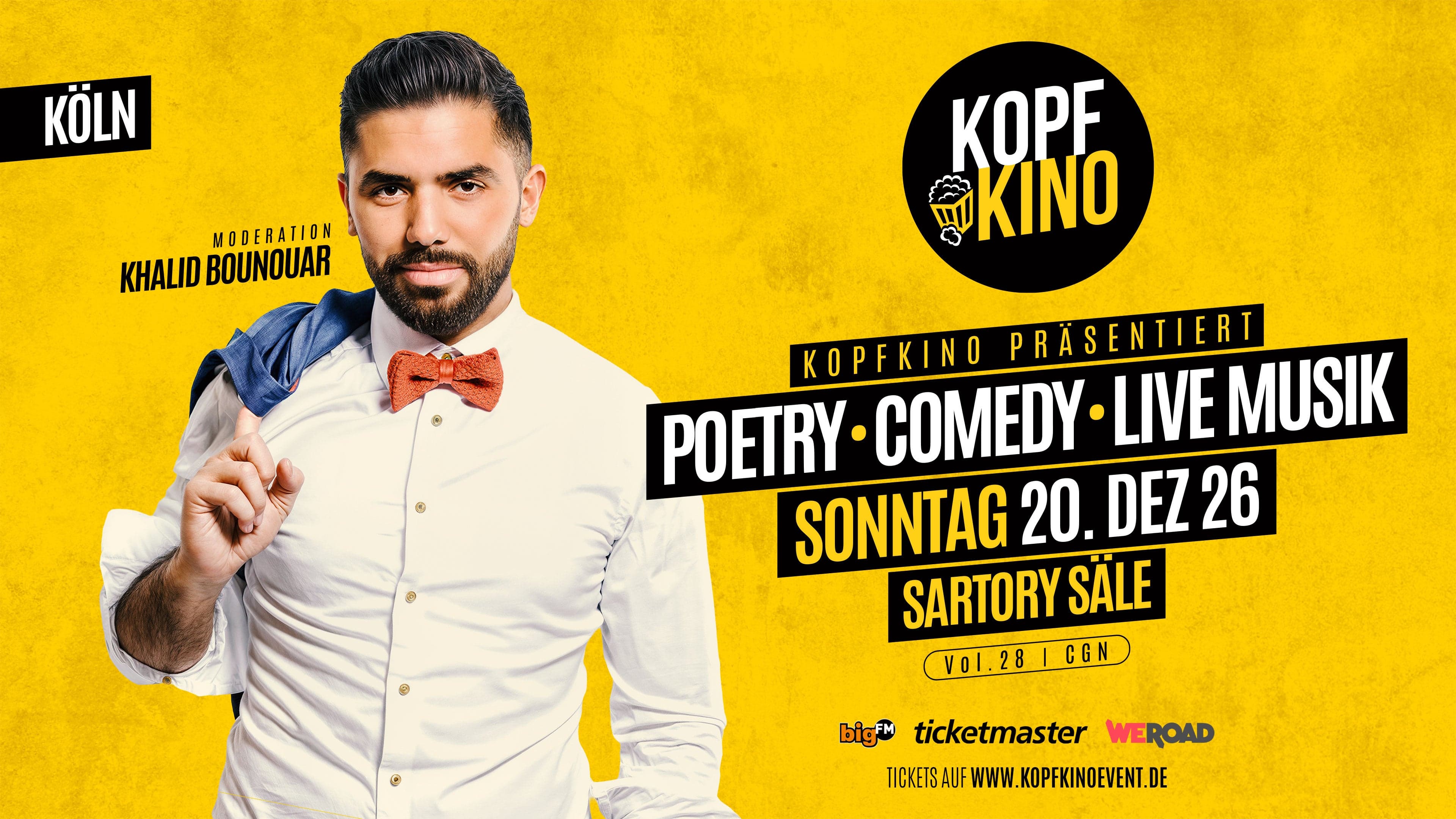 Kopfkino Vol.28: Poetry • Comedy • Live Musik in Köln